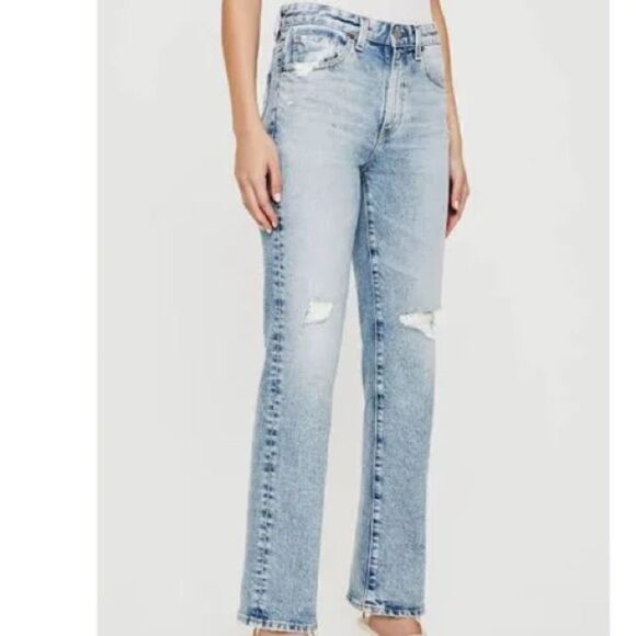 AG Adriano Goldschmeid Saige High-Rise Straight in Apparition Destructed 31 - Picture 2 of 10